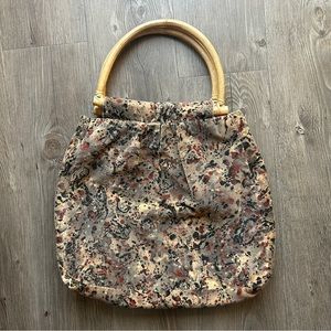Vintage velvet bag Bamboo handles